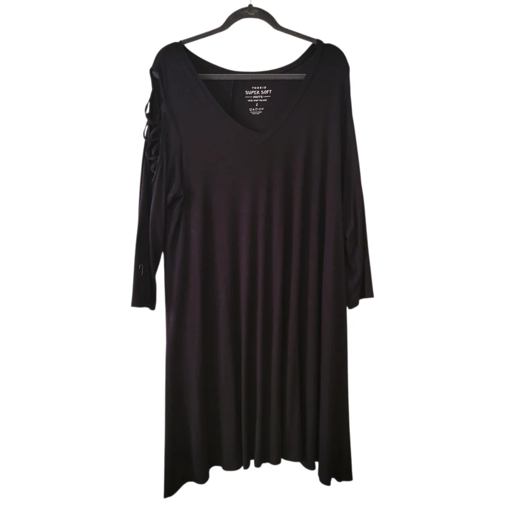 Torrid Black Super Soft Knit Open Shoulder Dress‎ Size 2